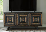 Fair Ridge Accent Cabinet showing distressed black finish