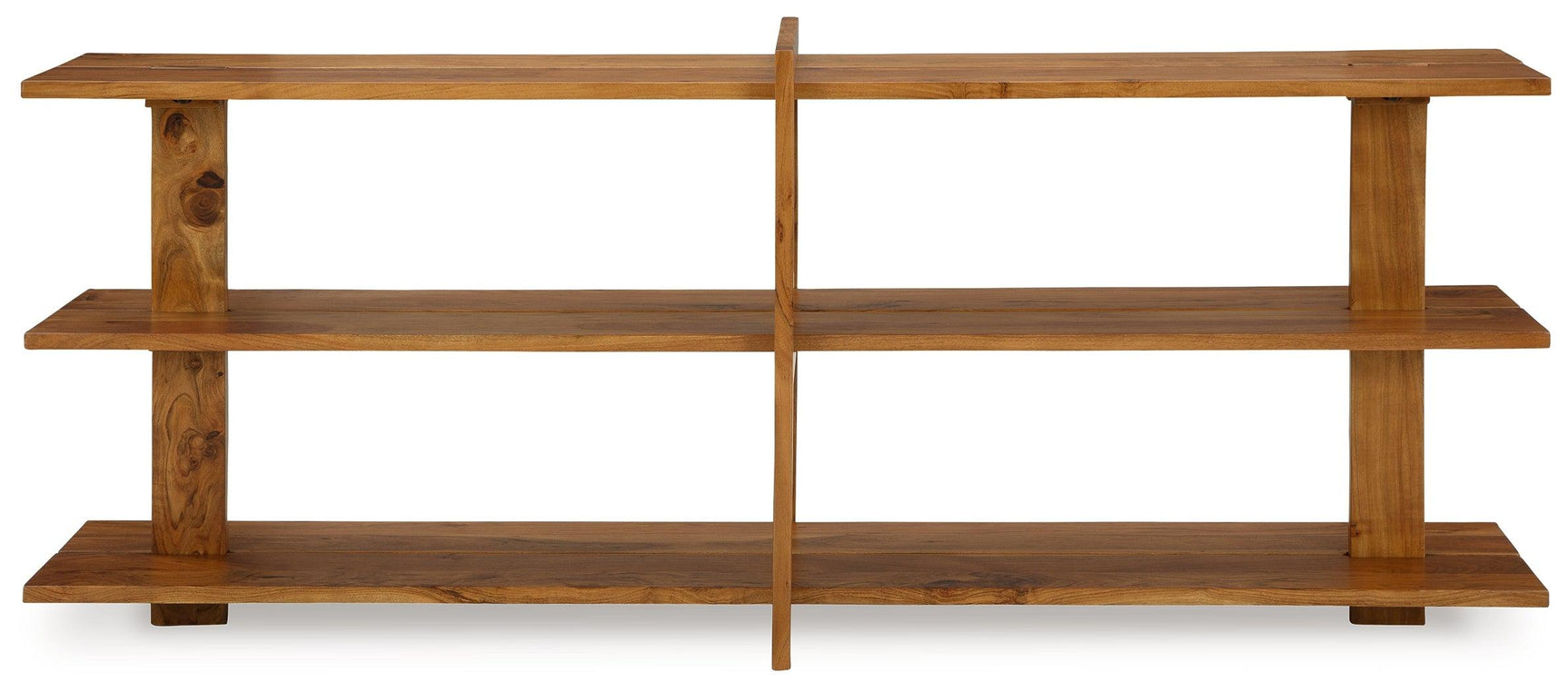 Close-up of honey brown finish and solid acacia wood texture