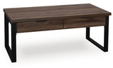 Wickman Falls Dark Brown Coffee Table — angled view