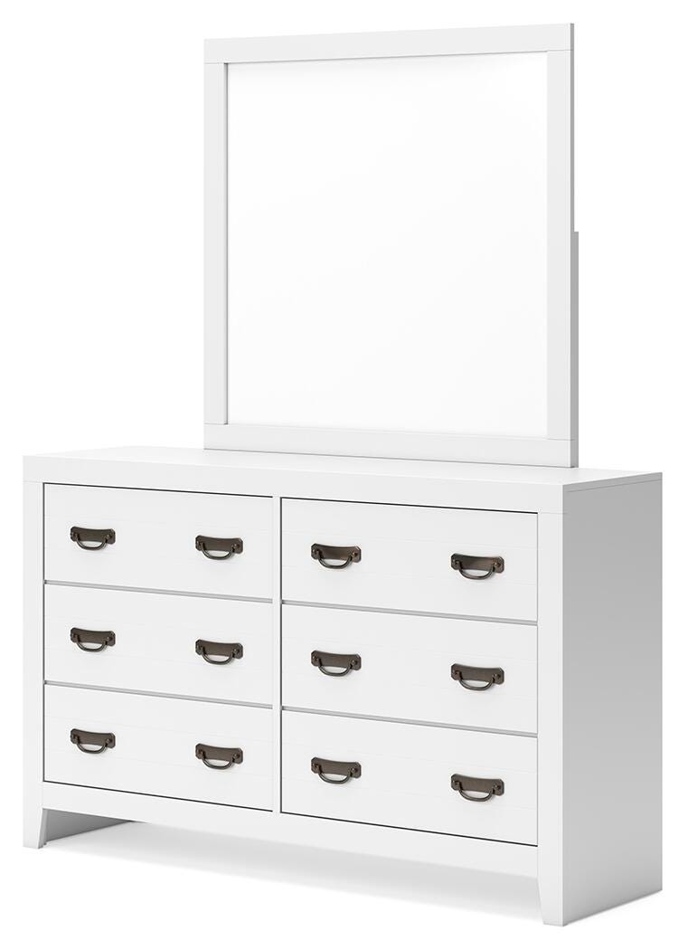 Binterglen White Dresser and Mirror — angled view