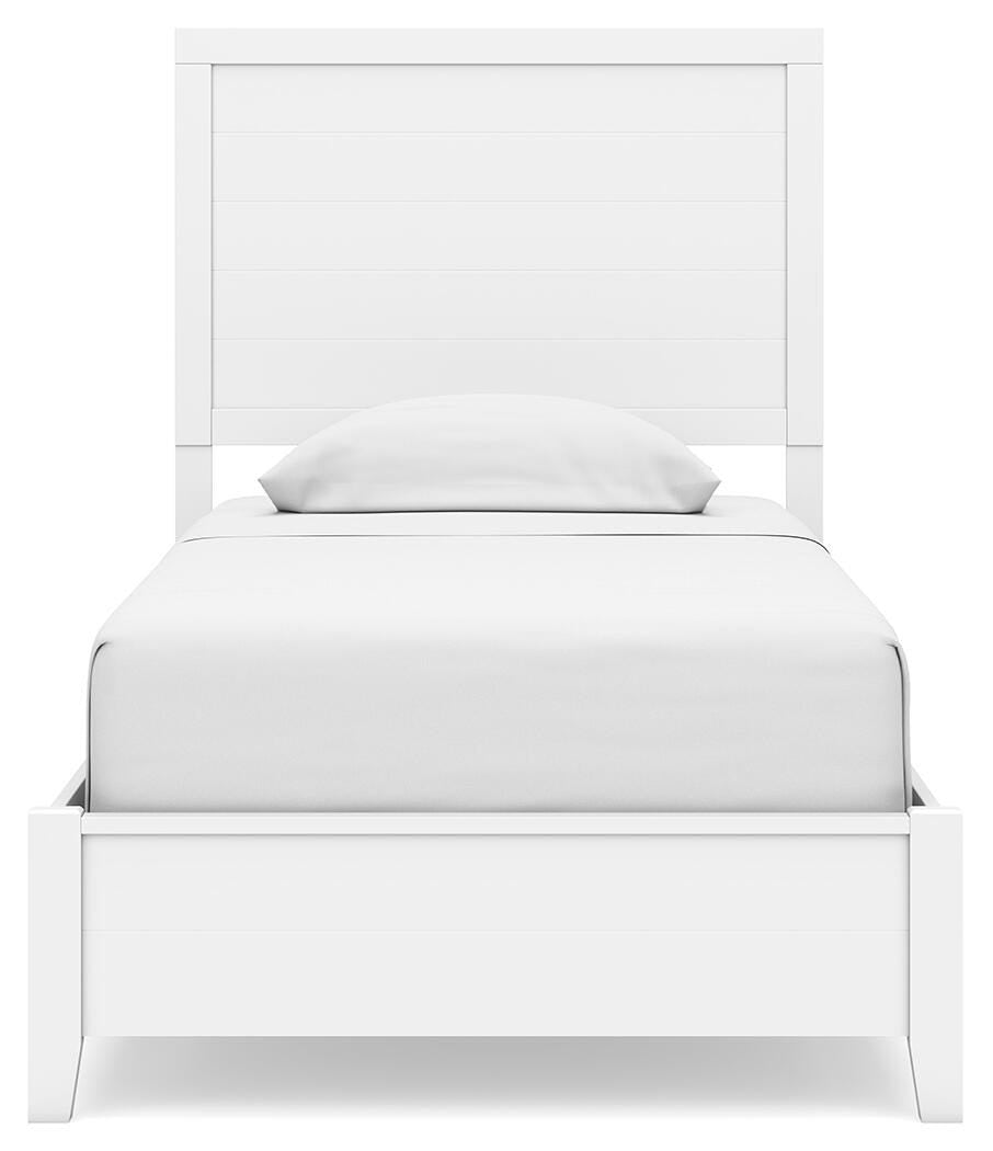 Binterglen White Twin Panel Bed — front view