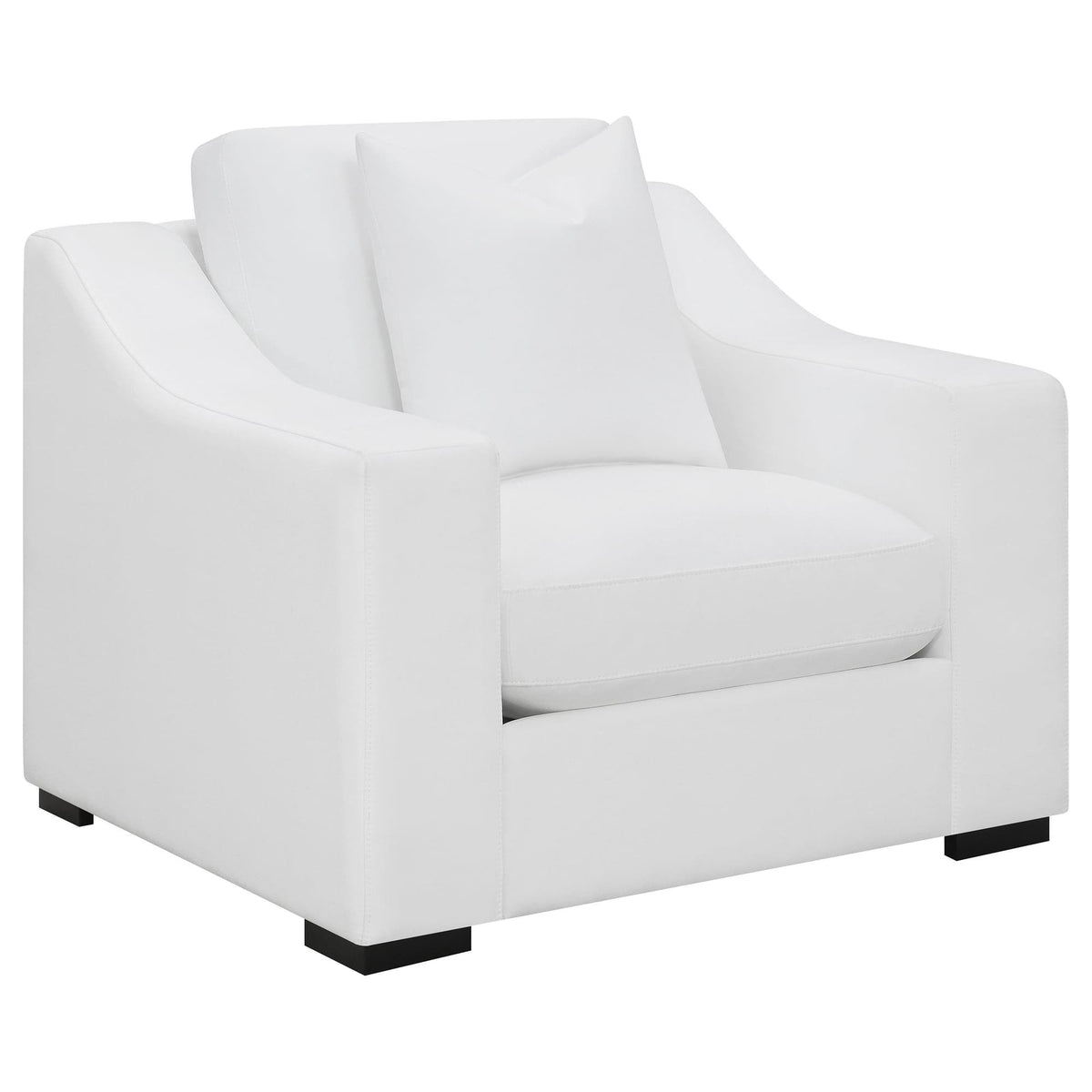 Ashlyn Upholstered Sloped Arm Accent Chair White — product view