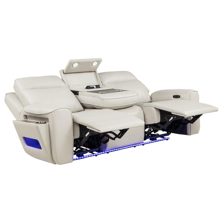 Rojas Dual Power Reclining Sofa with Drop-Down Console Greige — product image 4