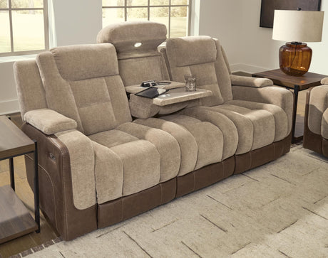 Mixed Motion Brownstone Chenille / Faux Leather Power Reclining Sofa — product image 12