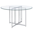 Pace 48-inch Round Glass Top Dining Table Chrome — product view