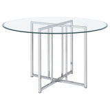 Pace 48-inch Round Glass Top Dining Table Chrome — product view