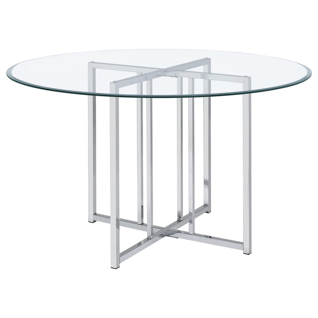 Pace 48-inch Round Glass Top Dining Table Chrome — product view