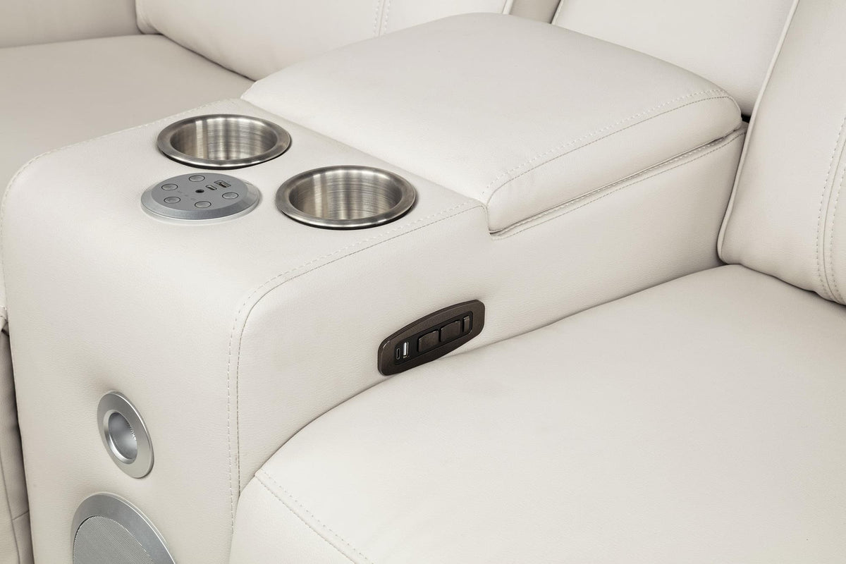 Rojas 3-Piece Dual Power Reclining Sofa Set with Drop-Down Console Greige — product image 13