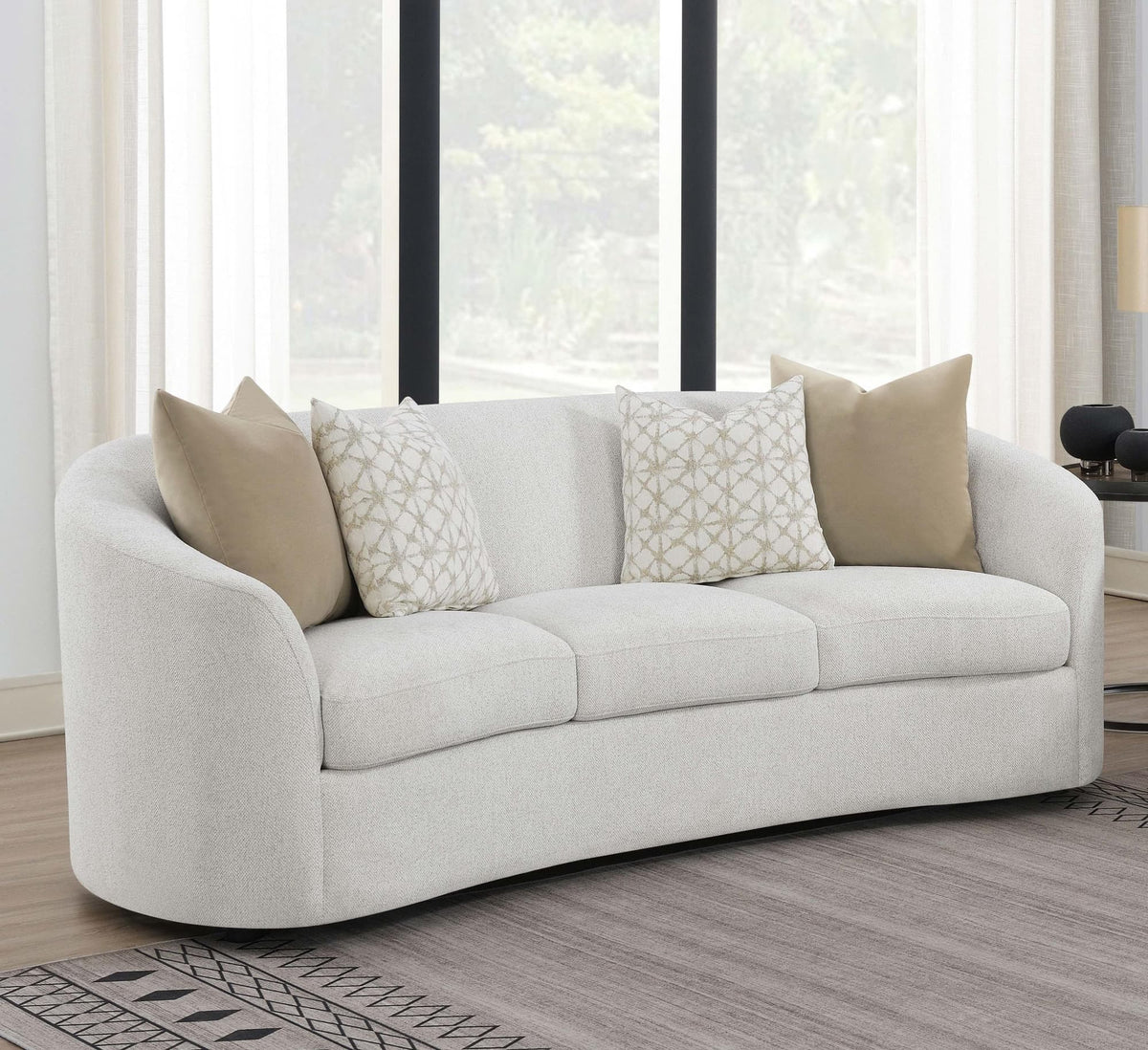 Rainn Boucle Upholstered Sloped Arm Sofa Latte — product image 2