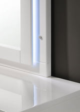 LED light strip on dresser mirror close-up