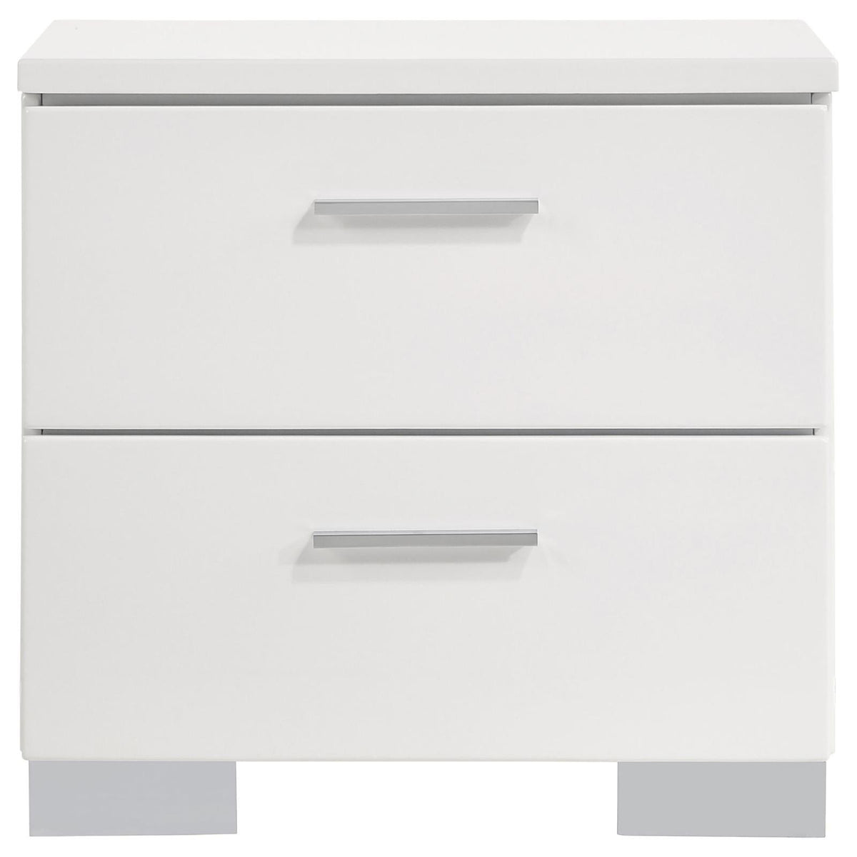 Felicity 2-drawer nightstand with chrome legs