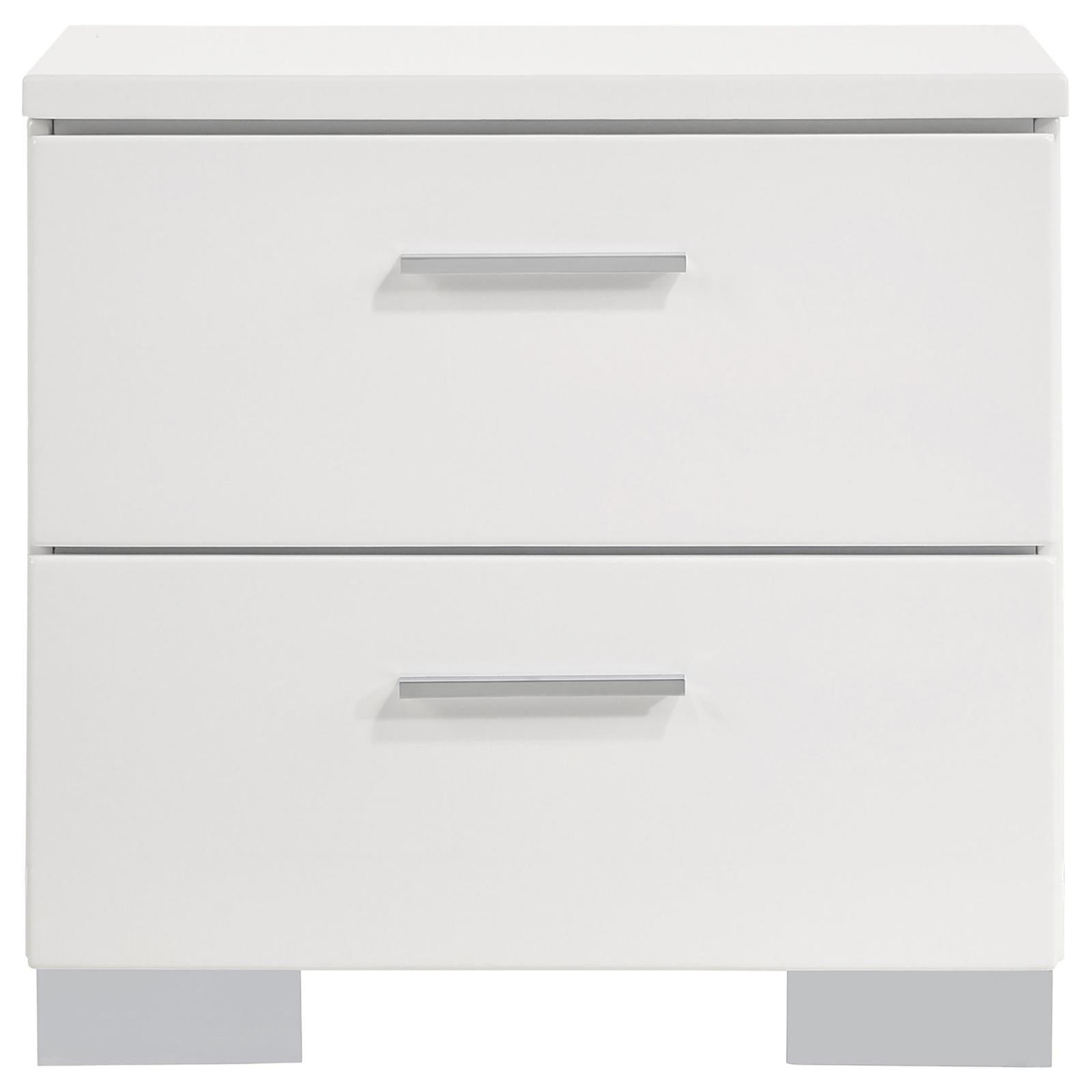 Felicity 2-drawer nightstand with chrome legs