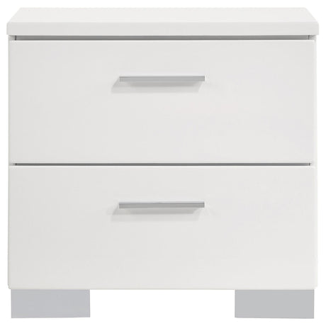 Felicity 2-drawer nightstand with chrome legs