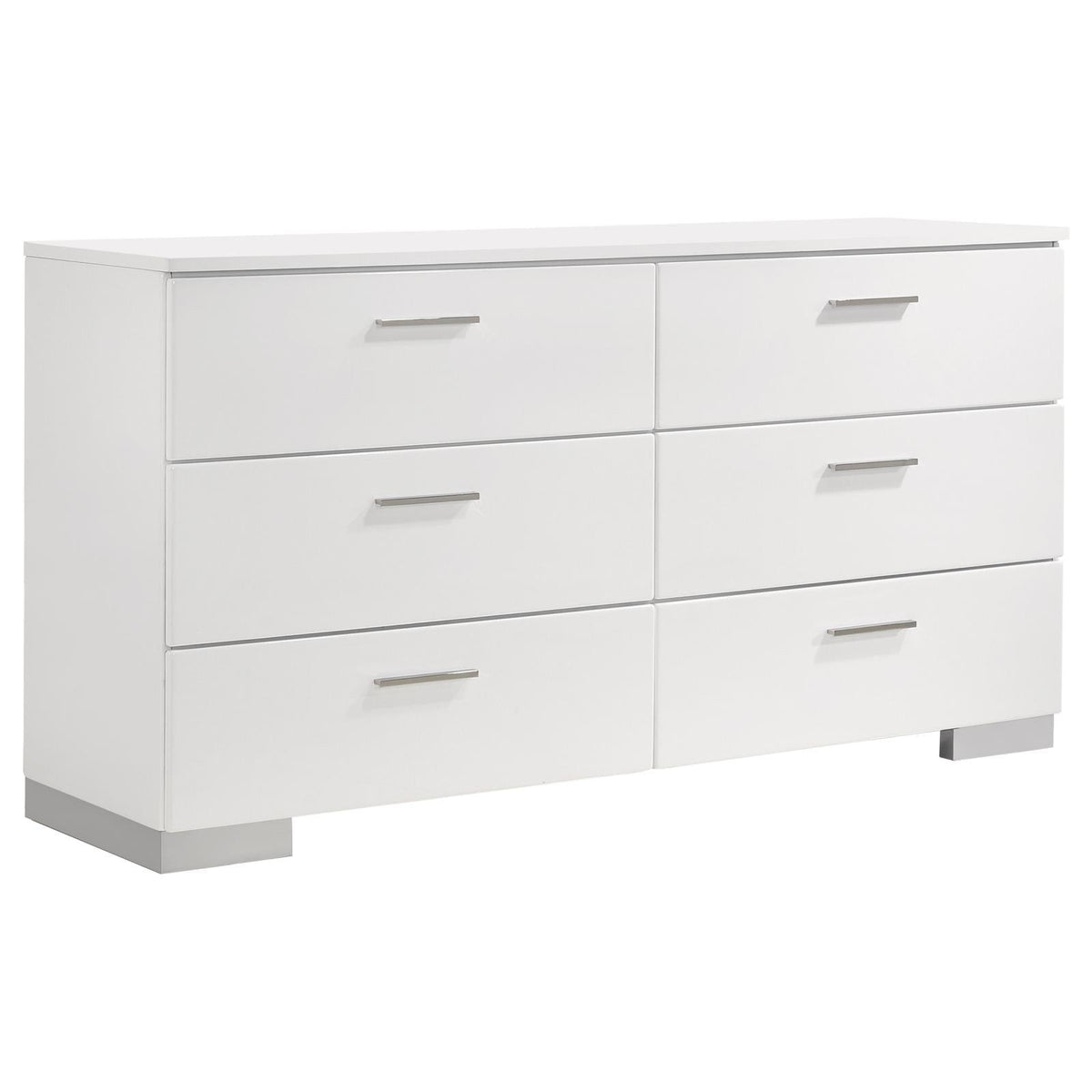 Side angle of Felicity twin bed with glossy white finish