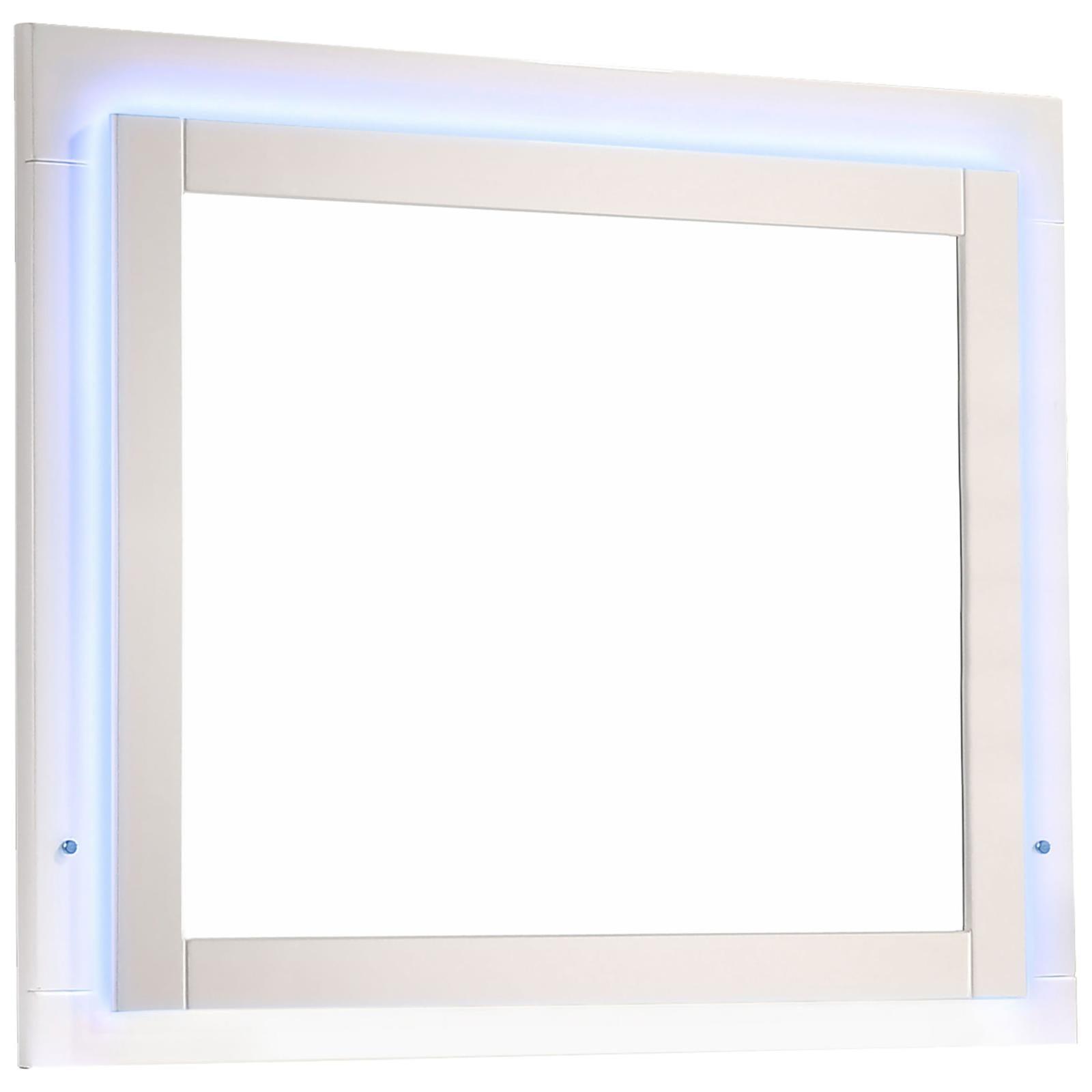 Felicity 5-piece twin bedroom set with LED-lit headboard and mirror in glossy white