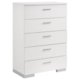 Felicity 5-piece twin bedroom set with LED-lit headboard and mirror in glossy white