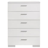 Felicity 5-piece twin bedroom set with LED-lit headboard and mirror in glossy white