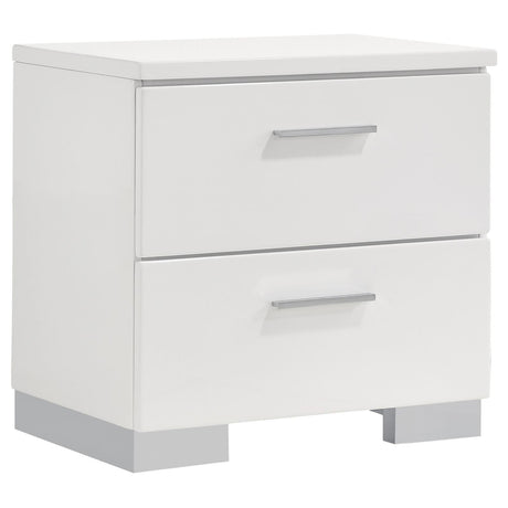 Nightstand with two drawers and chrome legs