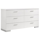 Felicity 5-piece twin bedroom set with LED-lit headboard and mirror in glossy white