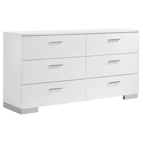Felicity 5-piece twin bedroom set with LED-lit headboard and mirror in glossy white