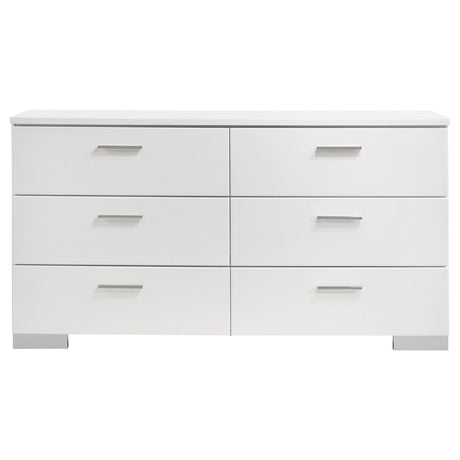 Felicity 5-piece twin bedroom set with LED-lit headboard and mirror in glossy white