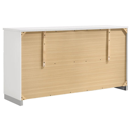 Felicity 5-piece twin bedroom set with LED-lit headboard and mirror in glossy white