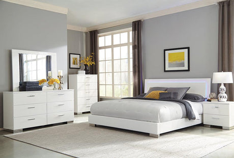Felicity Glossy White LED Panel Bedroom Set - main view
