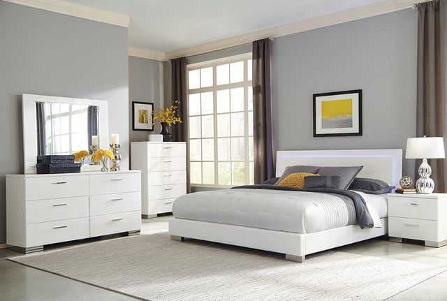 Felicity Glossy White LED Panel Bedroom Set - main view