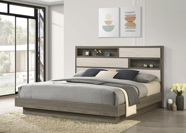Fenwick Eastern King Bed Bookcase Headboard Grey Oak view 2