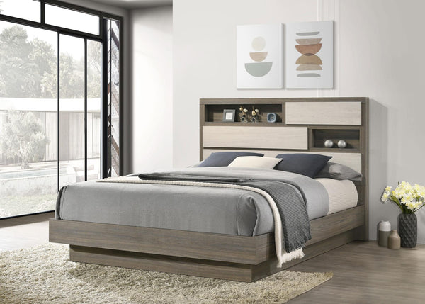 Fenwick Queen Bed Bookcase Headboard Grey Oak view 2