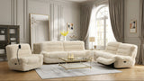 Ferland Beige Faux-Fur Reclining Sofa, Loveseat, and Recliner Set from Decor Furniture