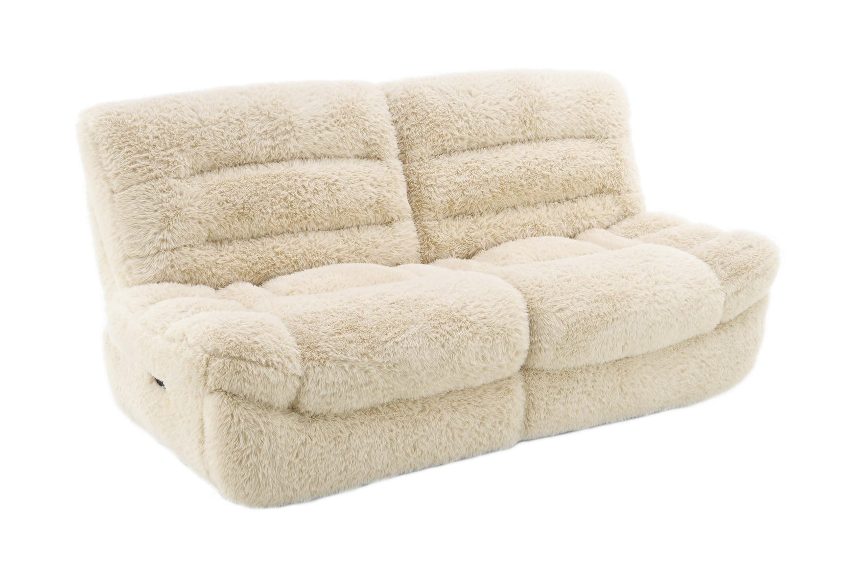 Ferland Beige Faux-Fur Reclining Sofa, Loveseat, and Recliner Set view 6