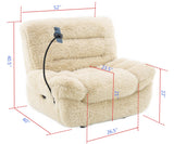 Ferland Beige Faux-Fur Reclining Sofa, Loveseat, and Recliner Set view 9