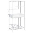 Figueroa 5-Shelf Wine Cabinet White High Gloss and Chrome front view