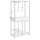 Figueroa 5-Shelf Wine Cabinet White High Gloss and Chrome front view