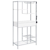 Figueroa 5-Shelf Wine Cabinet White High Gloss and Chrome front view