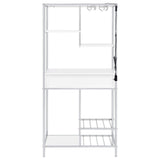 Figueroa 5-Shelf Wine Cabinet White High Gloss and Chrome front view