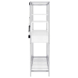 Figueroa 5-Shelf Wine Cabinet White High Gloss and Chrome front view