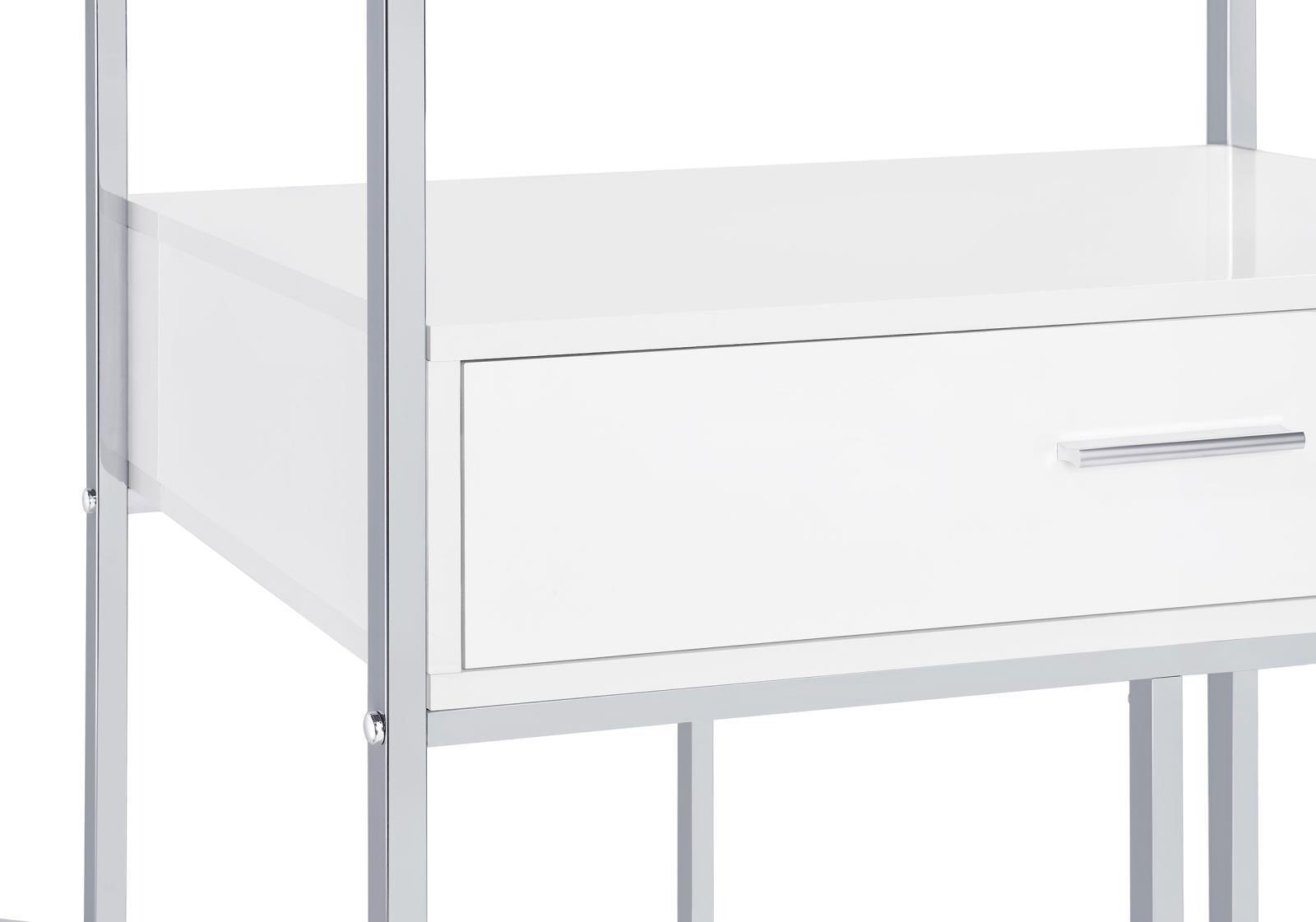 Figueroa 5-Shelf Wine Cabinet White High Gloss and Chrome front view