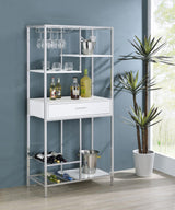 Figueroa Wine Cabinet side angle showing open shelves