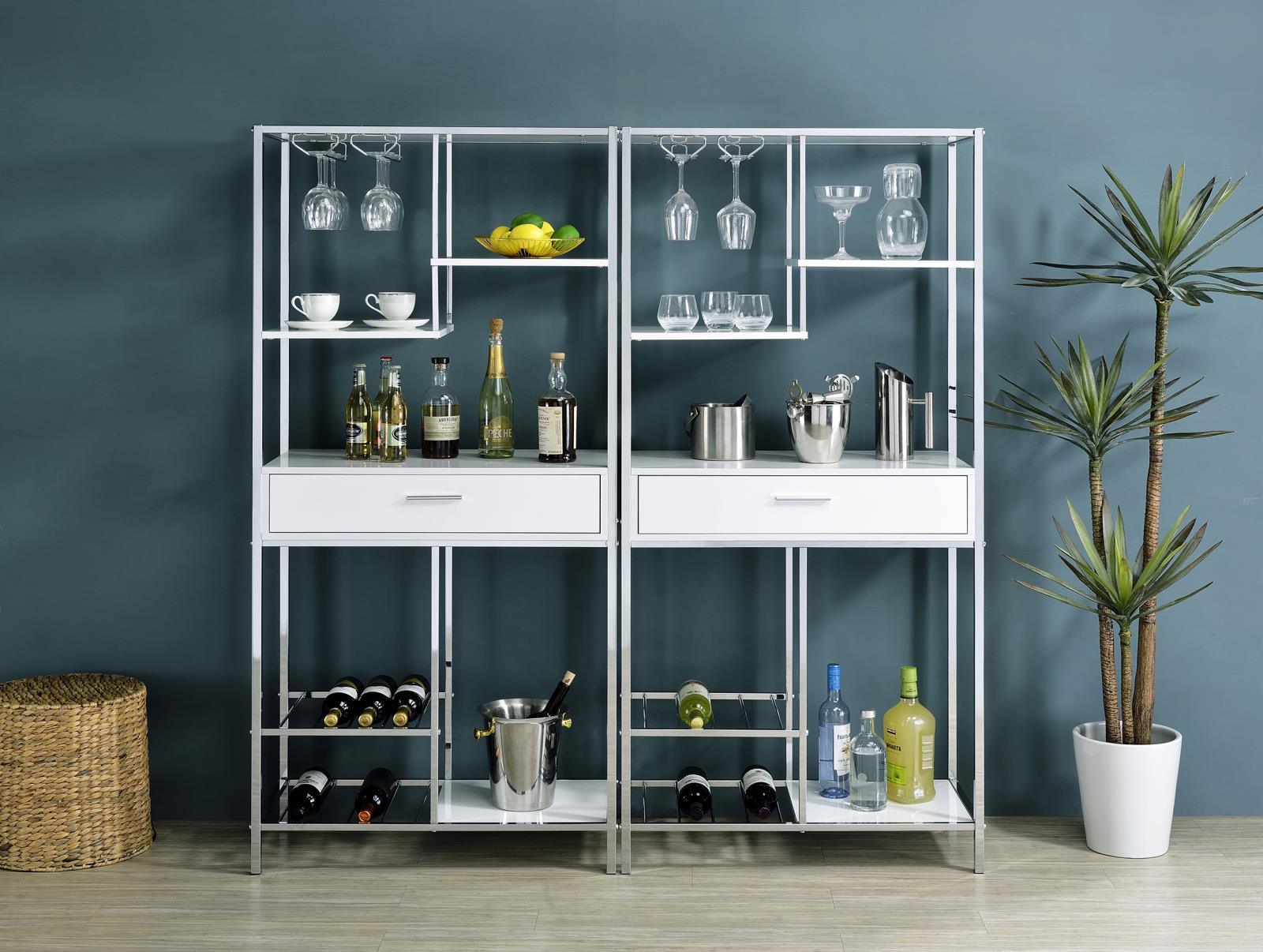 Figueroa Wine Cabinet chrome frame close-up