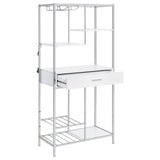 Figueroa 5-Shelf Wine Cabinet White High Gloss and Chrome front view
