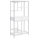 Figueroa 5-Shelf Wine Cabinet White High Gloss and Chrome front view