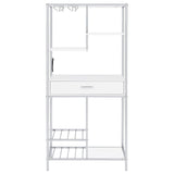 Figueroa 5-Shelf Wine Cabinet White High Gloss and Chrome front view