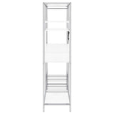 Figueroa 5-Shelf Wine Cabinet White High Gloss and Chrome front view
