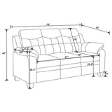 Close-up of sofa stitching and fabric
