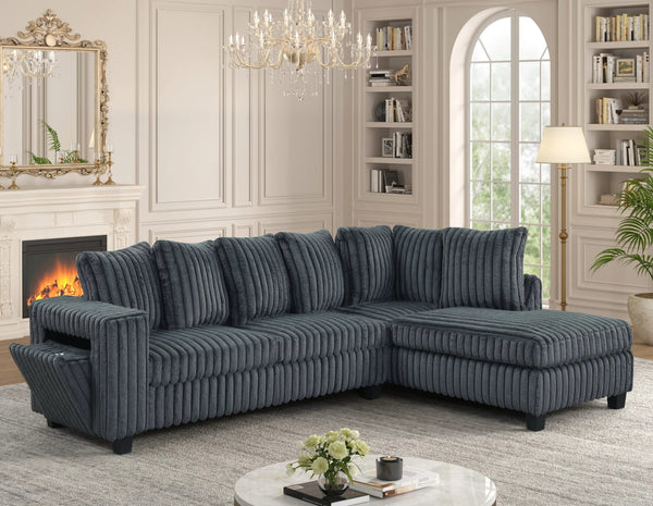 Fivi Charcoal Reversible Sectional from Decor Furniture