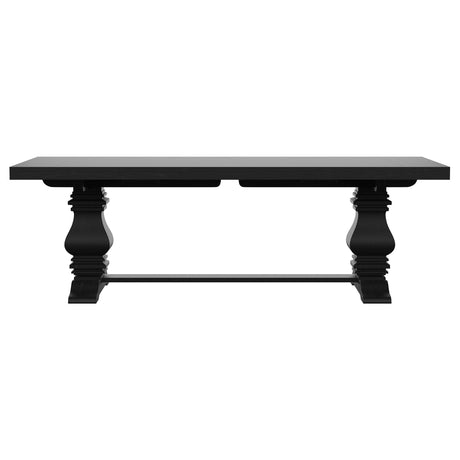 Florence dining table with leveler and wood-on-metal gear glide detail