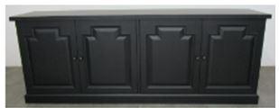 Antique black Florence 4-door dining sideboard buffet cabinet front view
