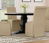 Florence dining table side angle highlighting pedestal base